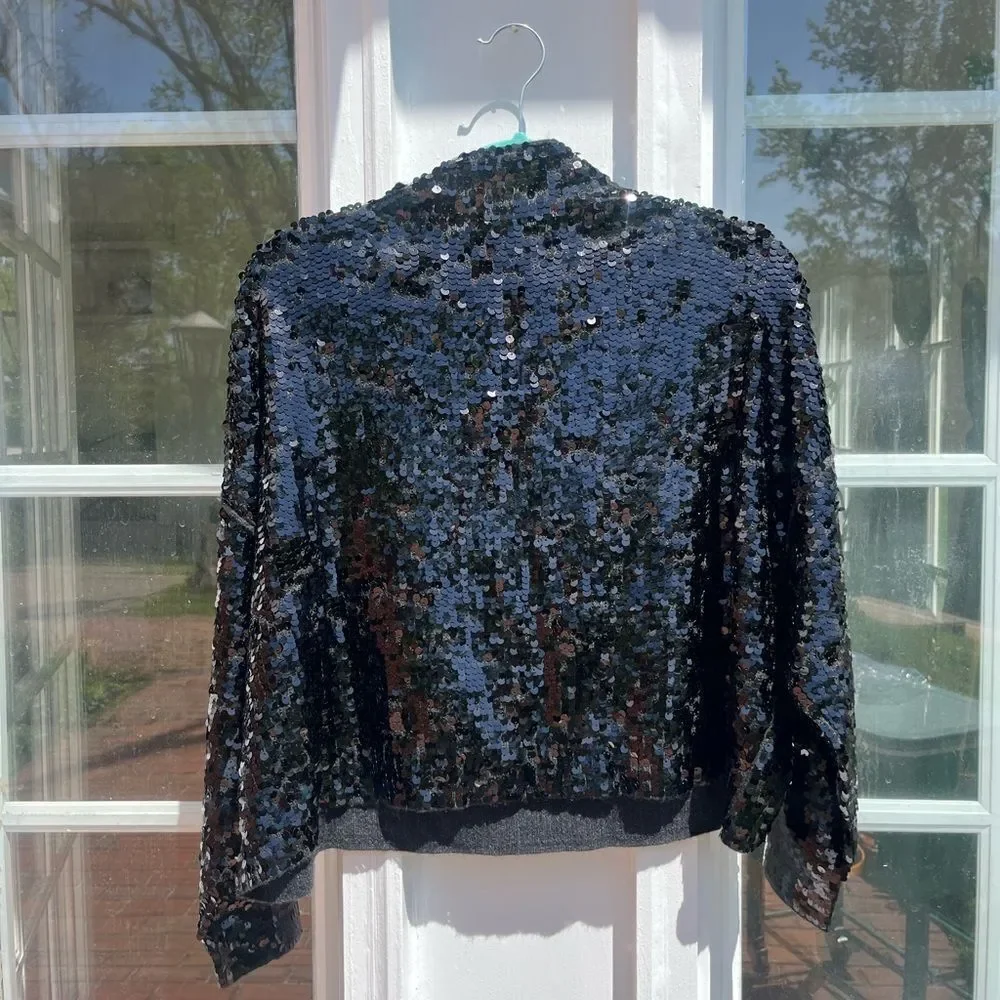 Anthropologie The Alani Cashmere Mock-Neck Sweater by Pilcro Sequin Edition NWT